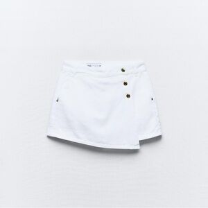 Zara White Skort with Gold Buttons